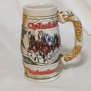BEER STEIN - Vintage Budweiser Beer Stein Tankard Clydesdales 1980s